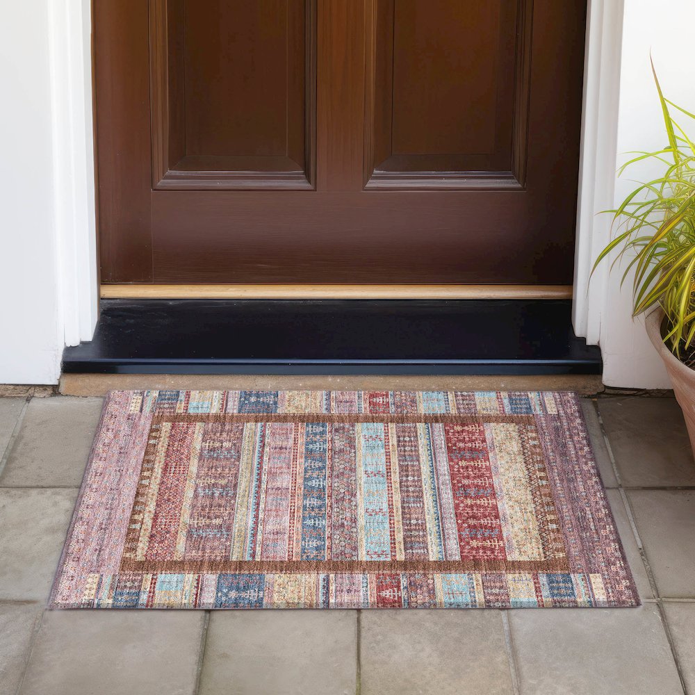 Machine Washable Indoor/Outdoor Chantille ACN2160 Red 1'8" x 2'6" Rug