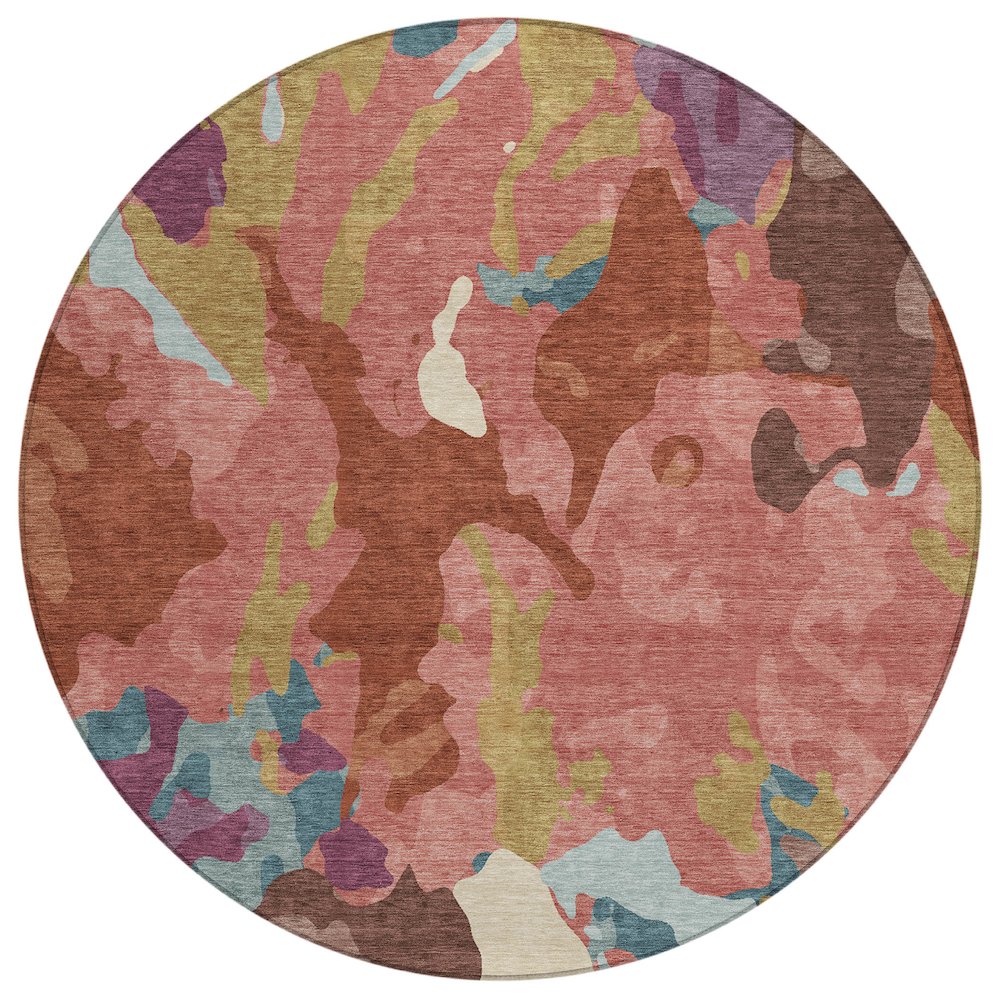 Machine Washable Indoor/Outdoor Chantille ACN2161 Pink 8' x 8' Round Rug
