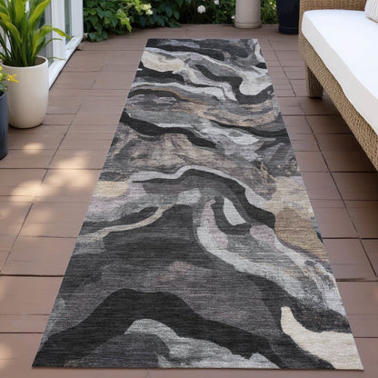 Machine Washable Indoor/Outdoor Chantille ACN2162 Granite 2'3" x 7'6" Runner Rug
