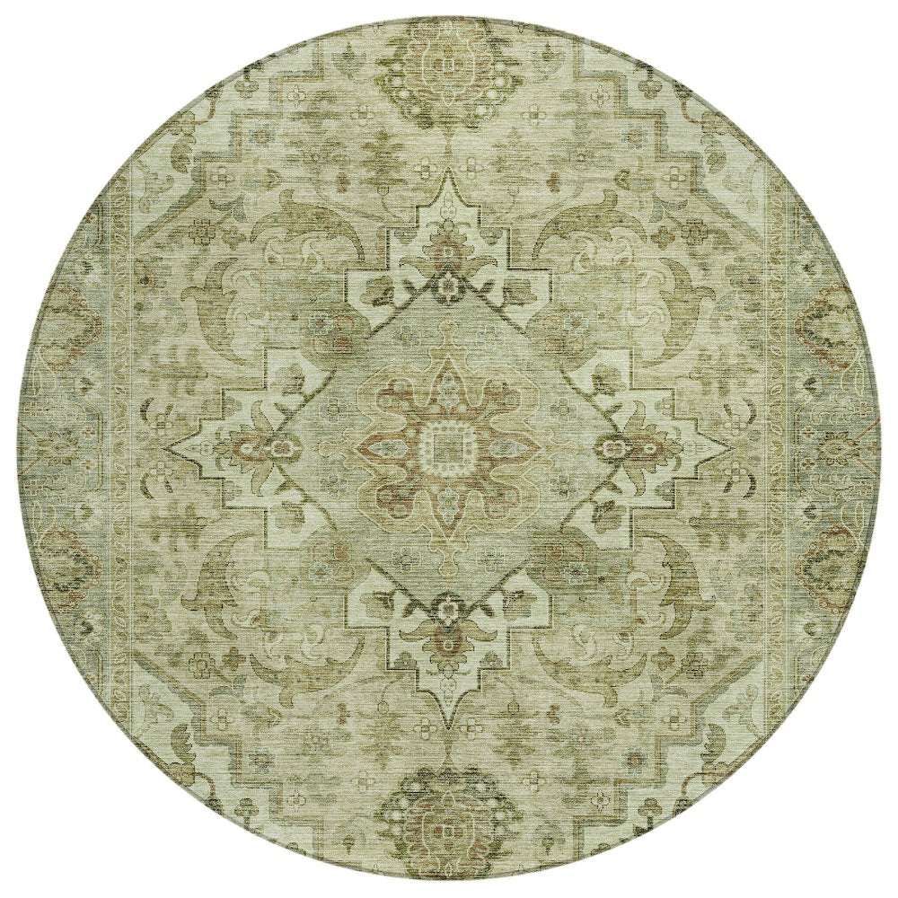 Machine Washable Indoor/Outdoor Chantille ACN2164 Sage 8' x 8' Round Rug