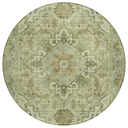 Machine Washable Indoor/Outdoor Chantille ACN2164 Sage 8' x 8' Round Rug