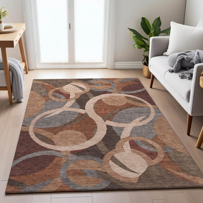Machine Washable Indoor/Outdoor Chantille ACN2167 Burgundy 2'6" x 3'10" Rug
