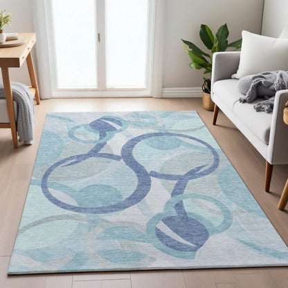 Machine Washable Indoor/Outdoor Chantille ACN2168 Blue 2'6" x 3'10" Rug