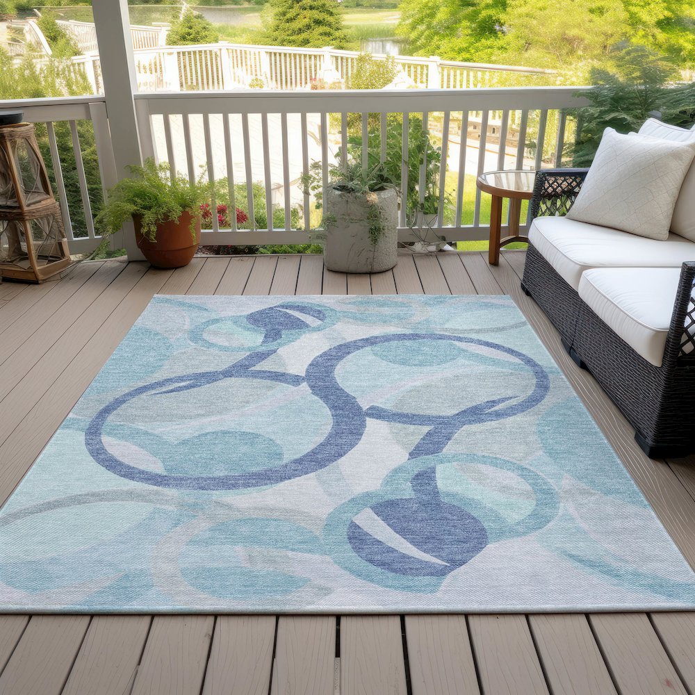 Machine Washable Indoor/Outdoor Chantille ACN2168 Blue 2'6" x 3'10" Rug