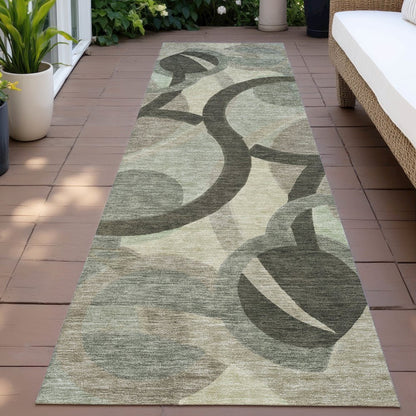 Machine Washable Indoor/Outdoor Chantille ACN2168 Brown 2'3" x 7'6" Runner Rug