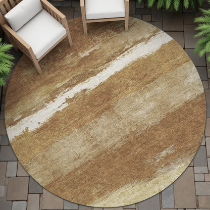 Machine Washable Indoor/Outdoor Chantille ACN2169 Paprika 8' x 8' Round Rug