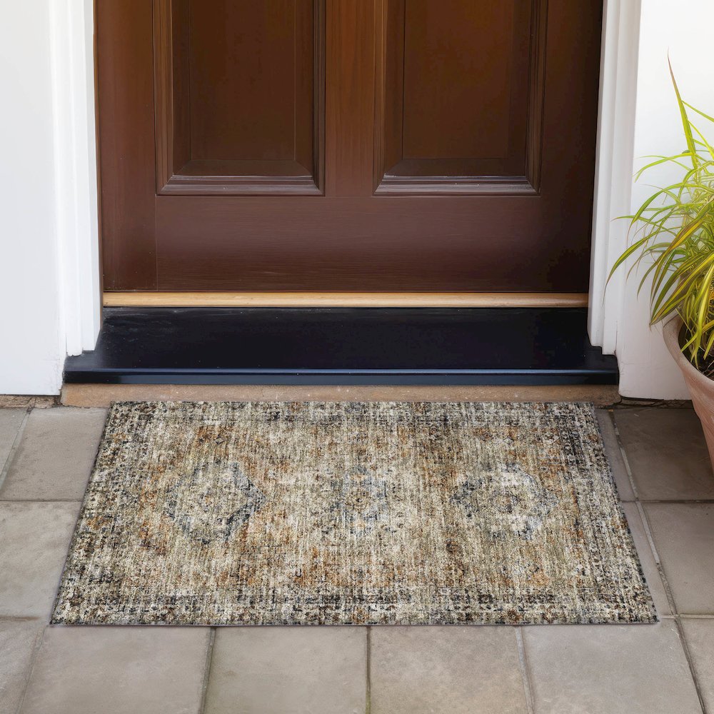 Machine Washable Indoor/Outdoor Chantille ACN2170 Copper 1'8" x 2'6" Rug