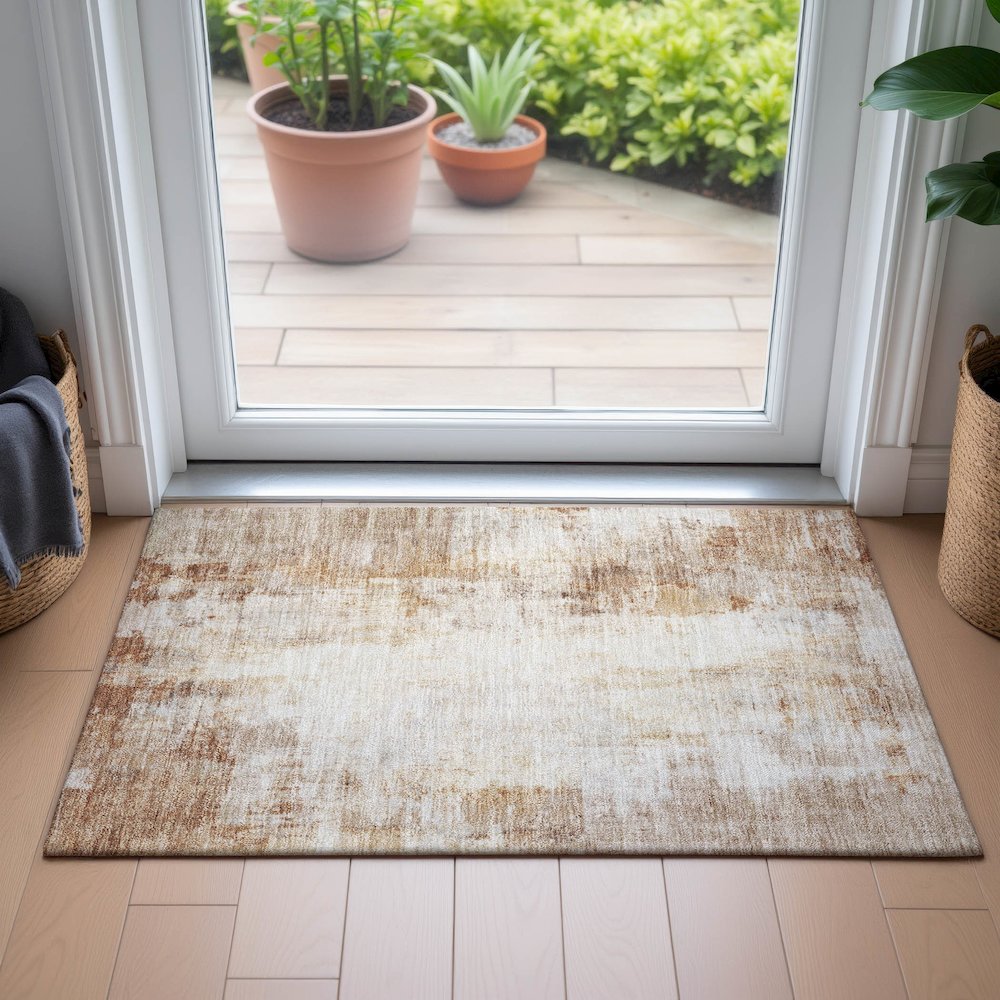 Machine Washable Indoor/Outdoor Chantille ACN2171 Copper 1'8" x 2'6" Rug
