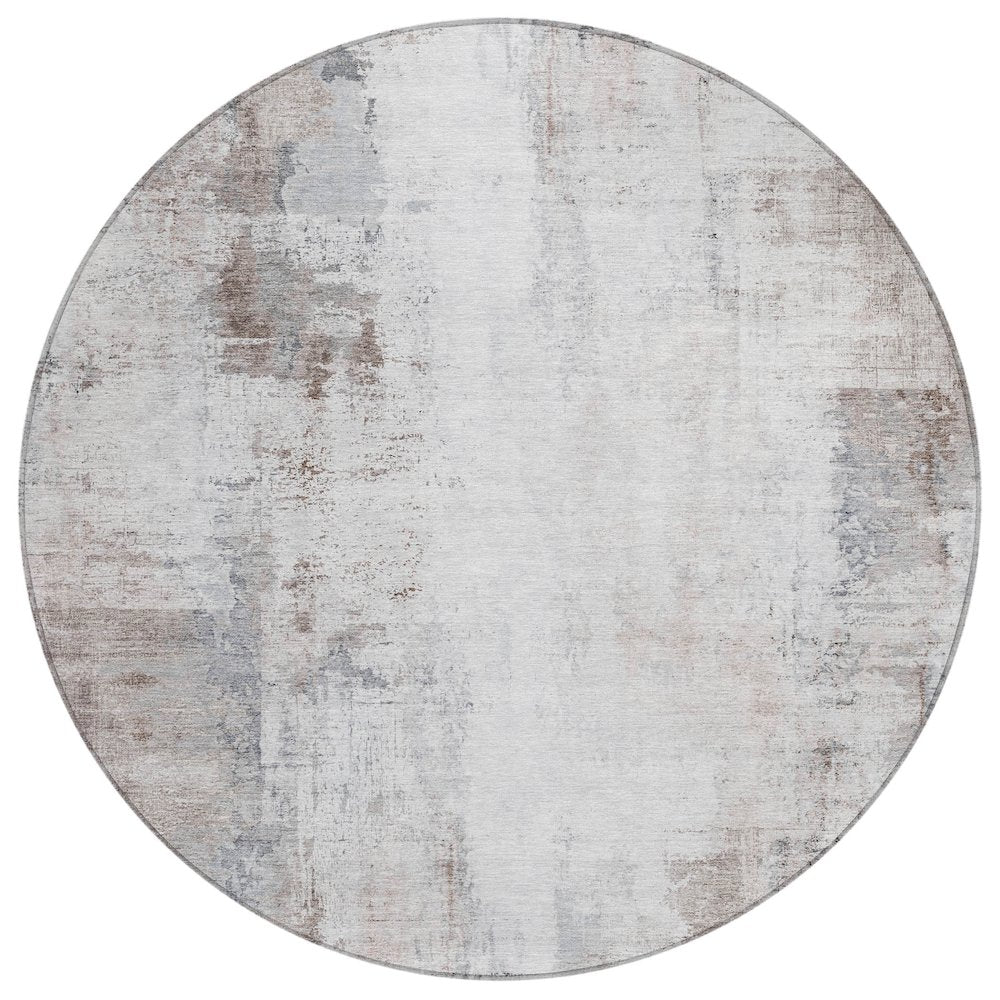 Machine Washable Indoor/Outdoor Chantille ACN2171 Taupe 8' x 8' Round Rug