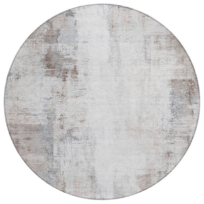 Machine Washable Indoor/Outdoor Chantille ACN2171 Taupe 8' x 8' Round Rug