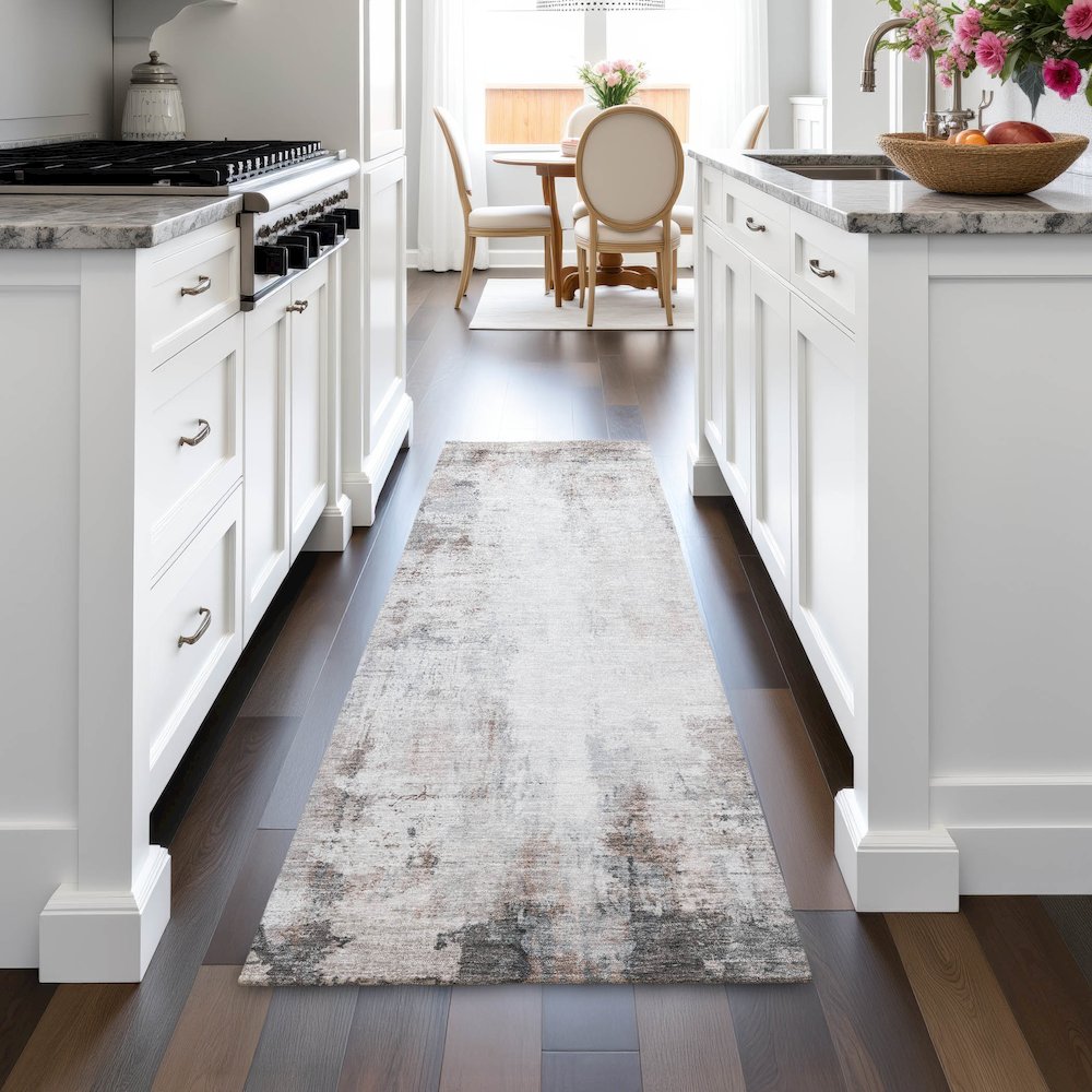 Machine Washable Indoor/Outdoor Chantille ACN2171 Taupe 2'3" x 7'6" Runner Rug