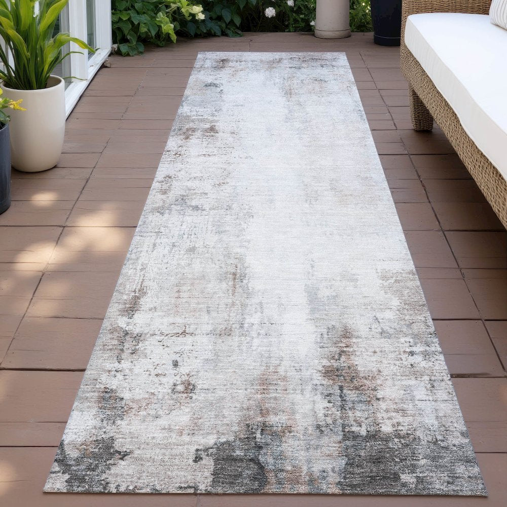 Machine Washable Indoor/Outdoor Chantille ACN2171 Taupe 2'3" x 7'6" Runner Rug