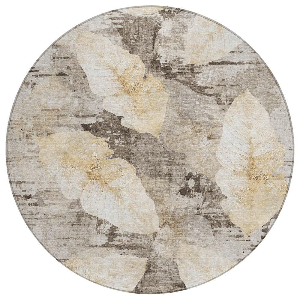 Machine Washable Indoor/Outdoor Chantille ACN2172 Brown 8' x 8' Round Rug
