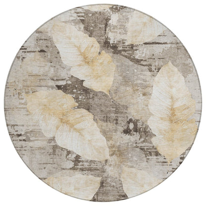 Machine Washable Indoor/Outdoor Chantille ACN2172 Brown 8' x 8' Round Rug