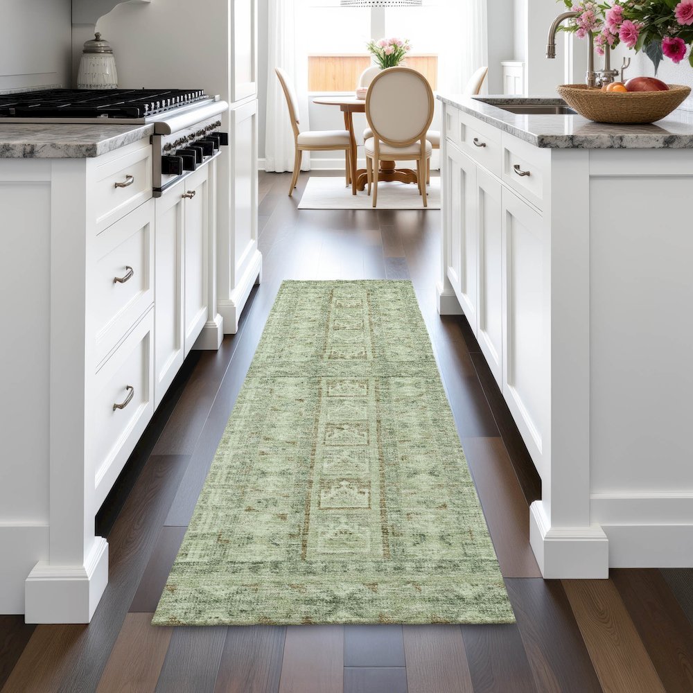 Machine Washable Indoor/Outdoor Chantille ACN2173 Sage 2'3" x 7'6" Runner Rug
