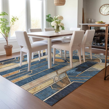 Machine Washable Indoor/Outdoor Chantille ACN2176 Blue 2'6" x 3'10" Rug