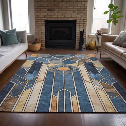 Machine Washable Indoor/Outdoor Chantille ACN2176 Blue 2'6" x 3'10" Rug