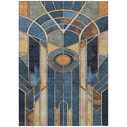 Machine Washable Indoor/Outdoor Chantille ACN2176 Blue 2'6" x 3'10" Rug