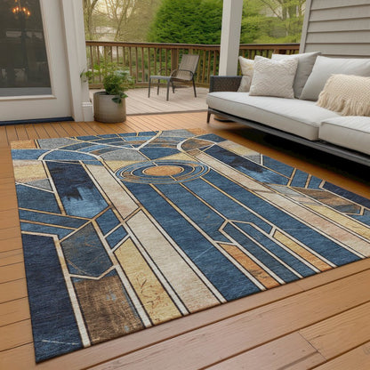 Machine Washable Indoor/Outdoor Chantille ACN2176 Blue 2'6" x 3'10" Rug