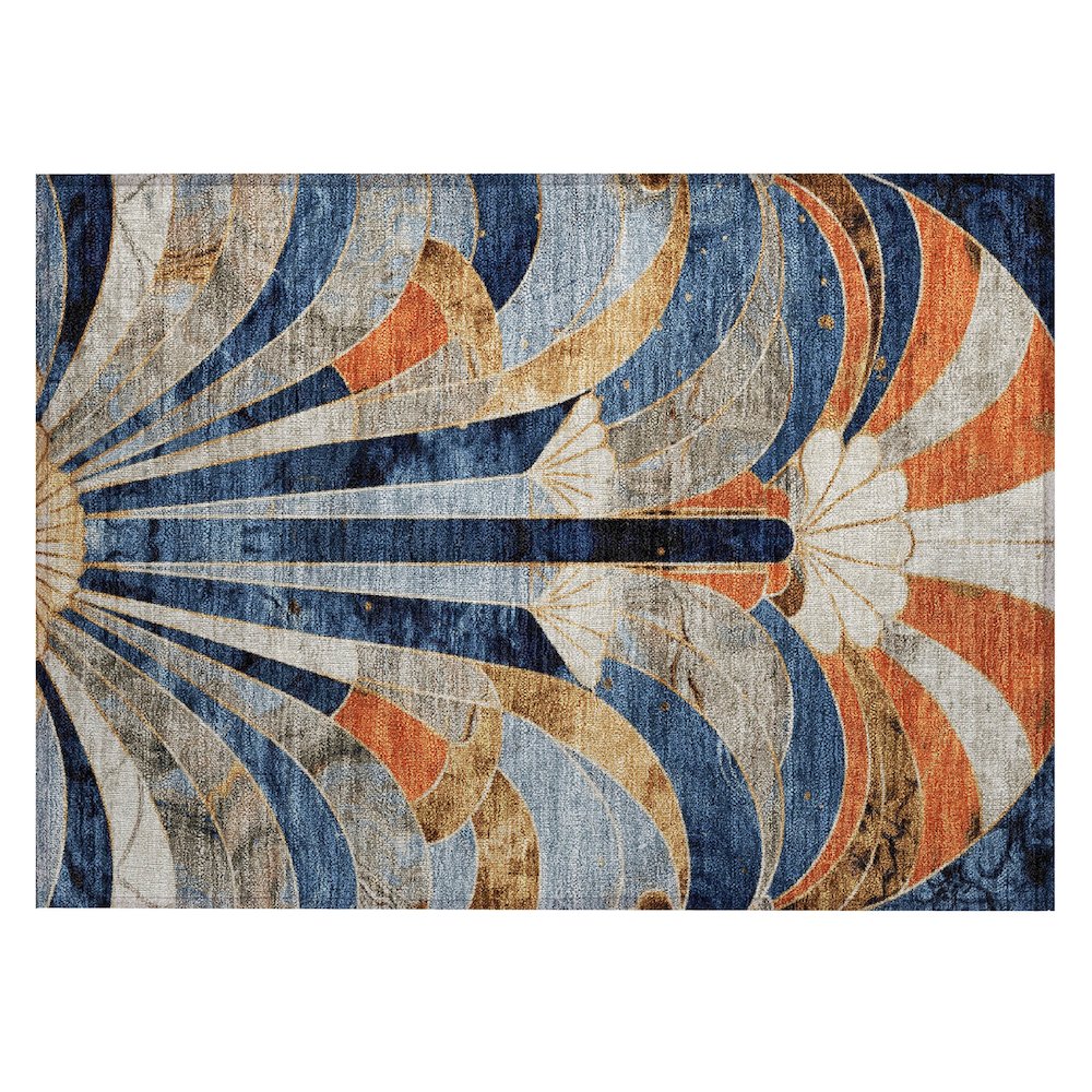 Machine Washable Indoor/Outdoor Chantille ACN2177 Navy 1'8" x 2'6" Rug