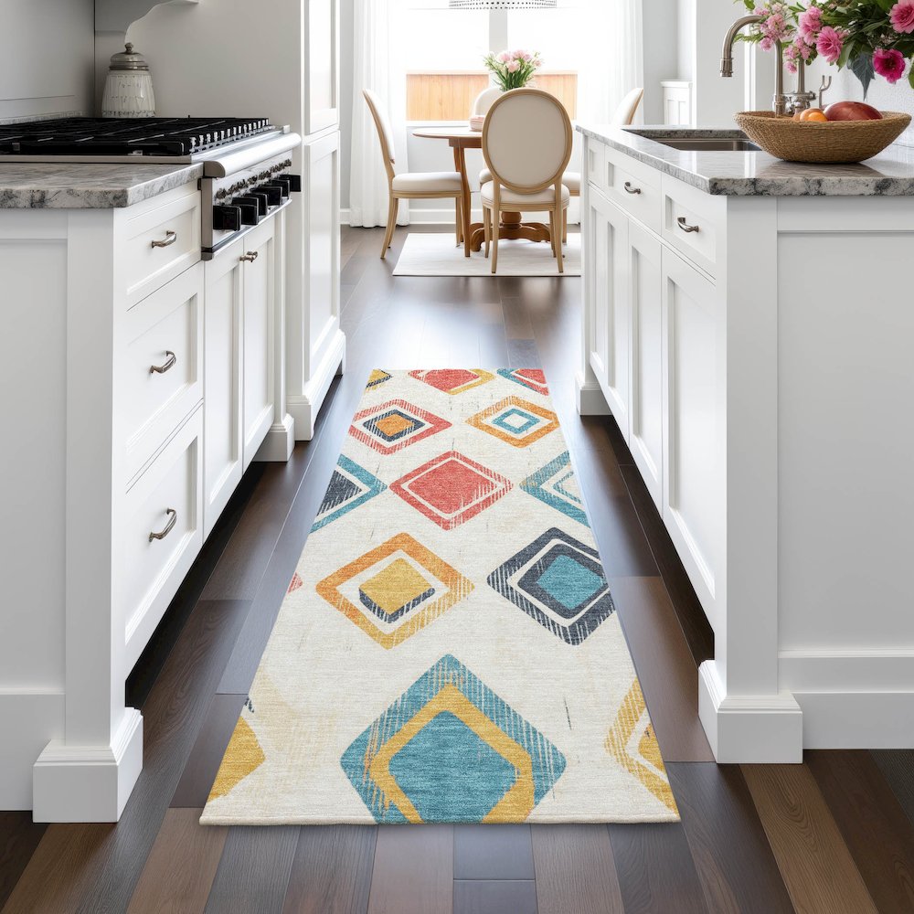 Machine Washable Indoor/Outdoor Chantille ACN2180 Ivory 2'3" x 7'6" Runner Rug