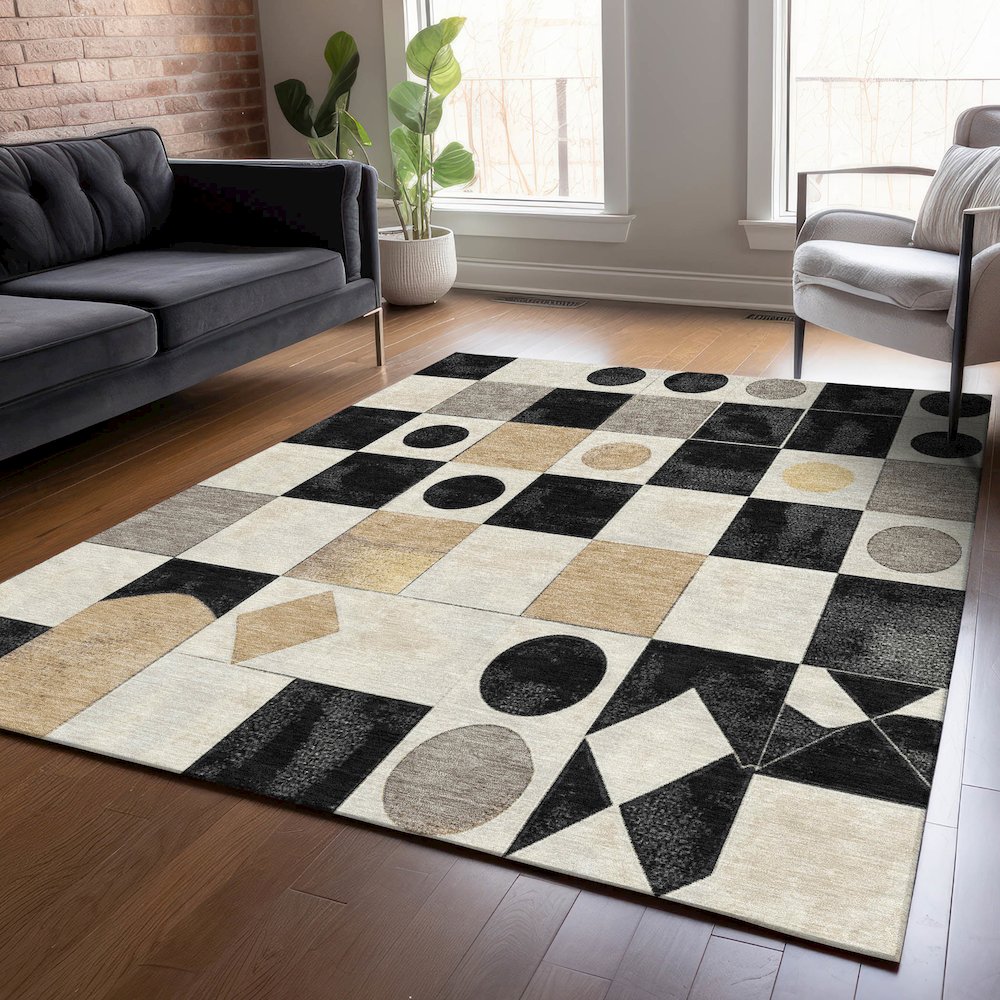 Machine Washable Indoor/Outdoor Chantille ACN2181 Black 2'6" x 3'10" Rug