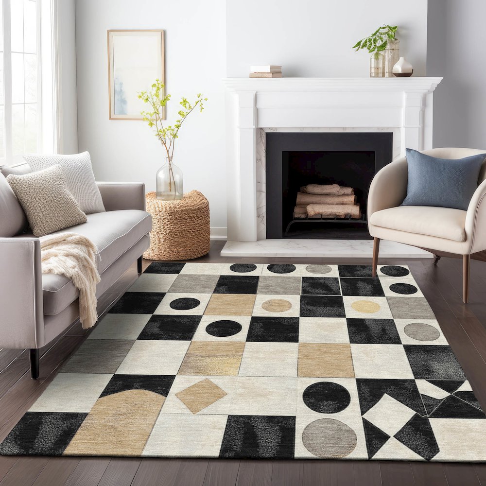 Machine Washable Indoor/Outdoor Chantille ACN2181 Black 2'6" x 3'10" Rug
