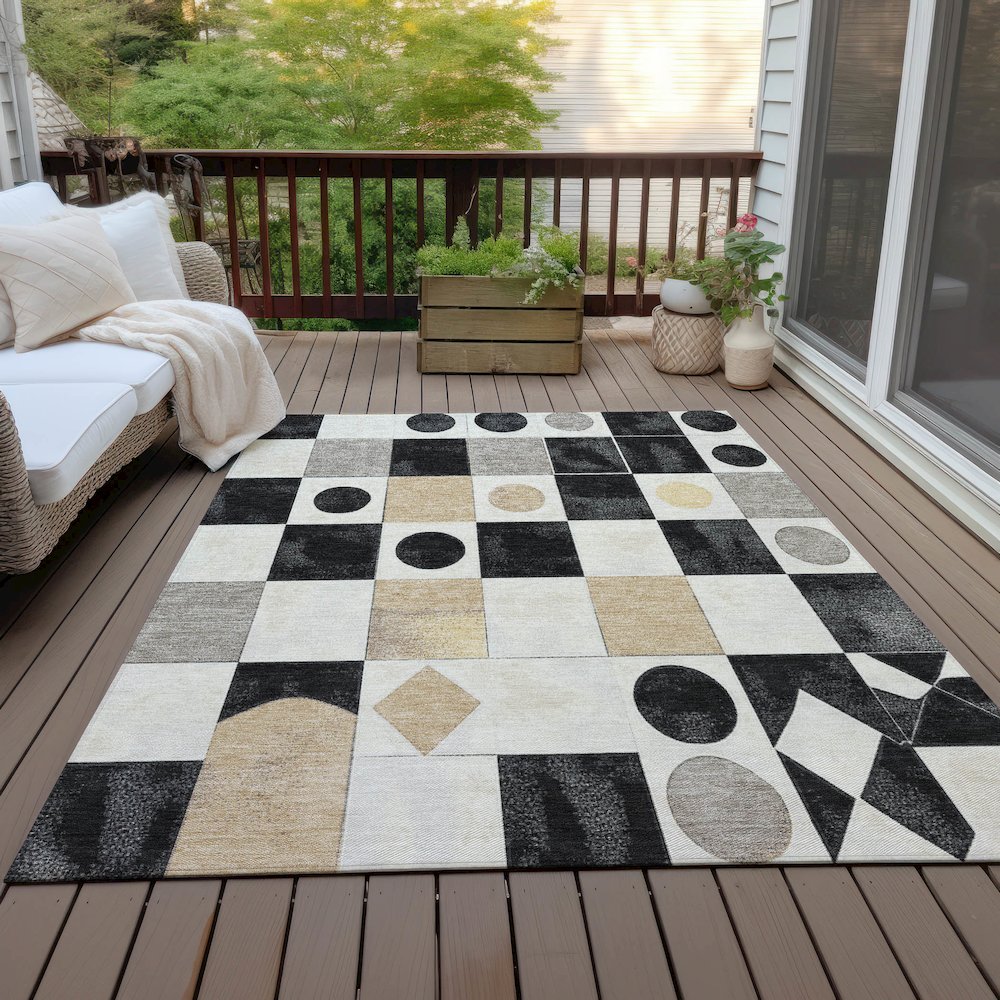 Machine Washable Indoor/Outdoor Chantille ACN2181 Black 2'6" x 3'10" Rug