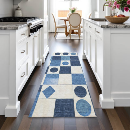 Machine Washable Indoor/Outdoor Chantille ACN2181 Blue 2'3" x 7'6" Runner Rug