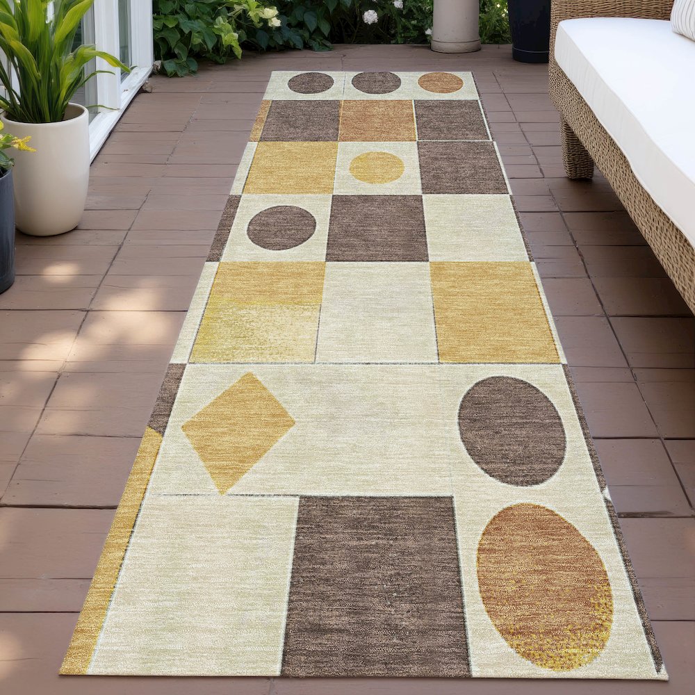 Machine Washable Indoor/Outdoor Chantille ACN2181 Brown 2'3" x 7'6" Runner Rug