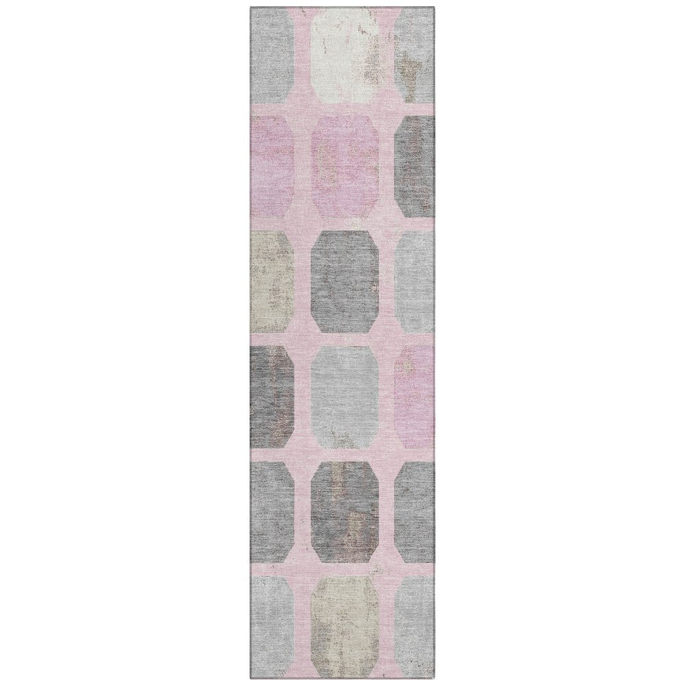 Machine Washable Indoor/Outdoor Chantille ACN2182 Pink 2'3" x 7'6" Runner Rug