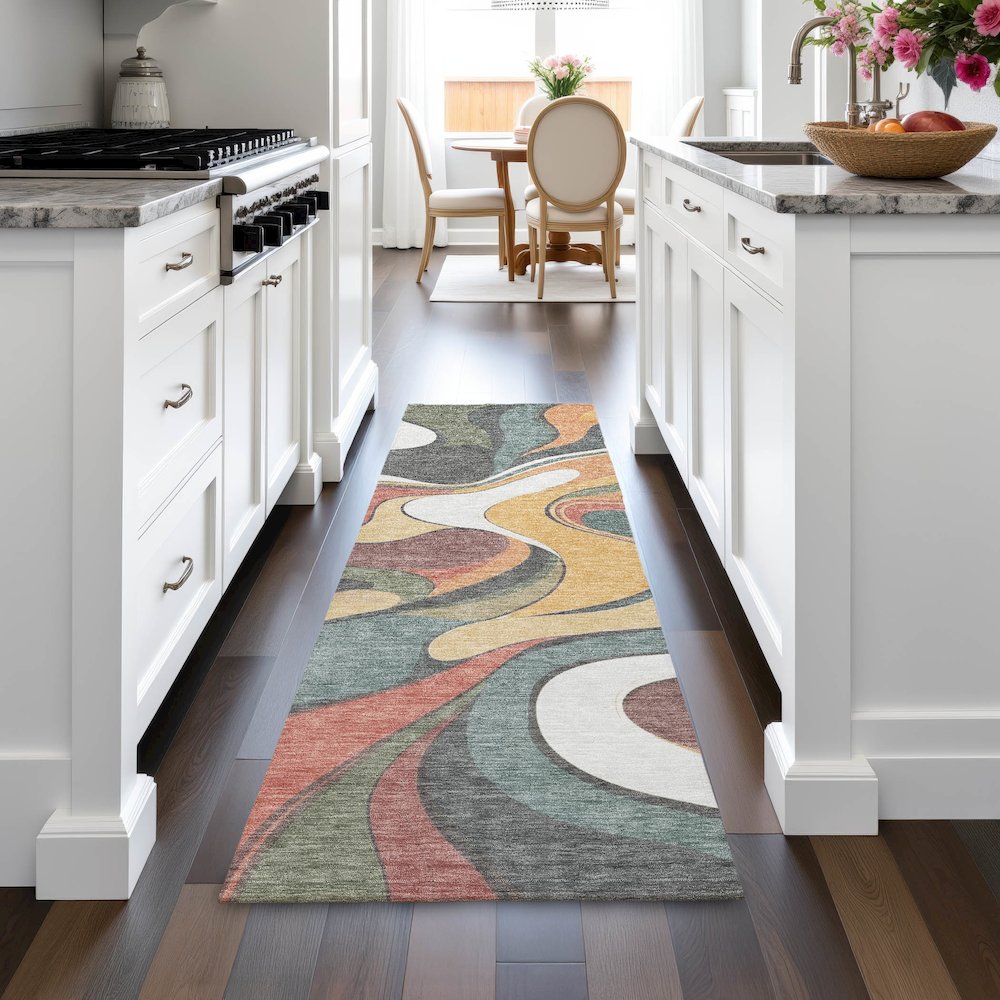 Machine Washable Indoor/Outdoor Chantille ACN2183 Gold 2'3" x 7'6" Runner Rug