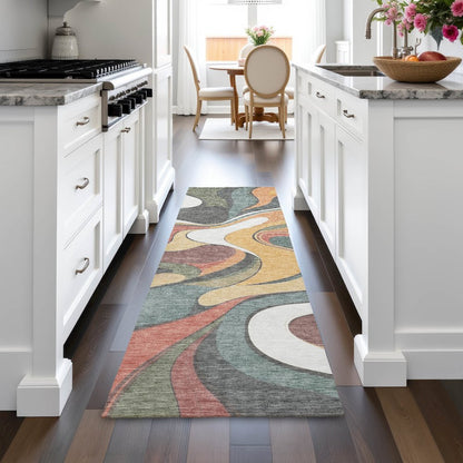 Machine Washable Indoor/Outdoor Chantille ACN2183 Gold 2'3" x 7'6" Runner Rug