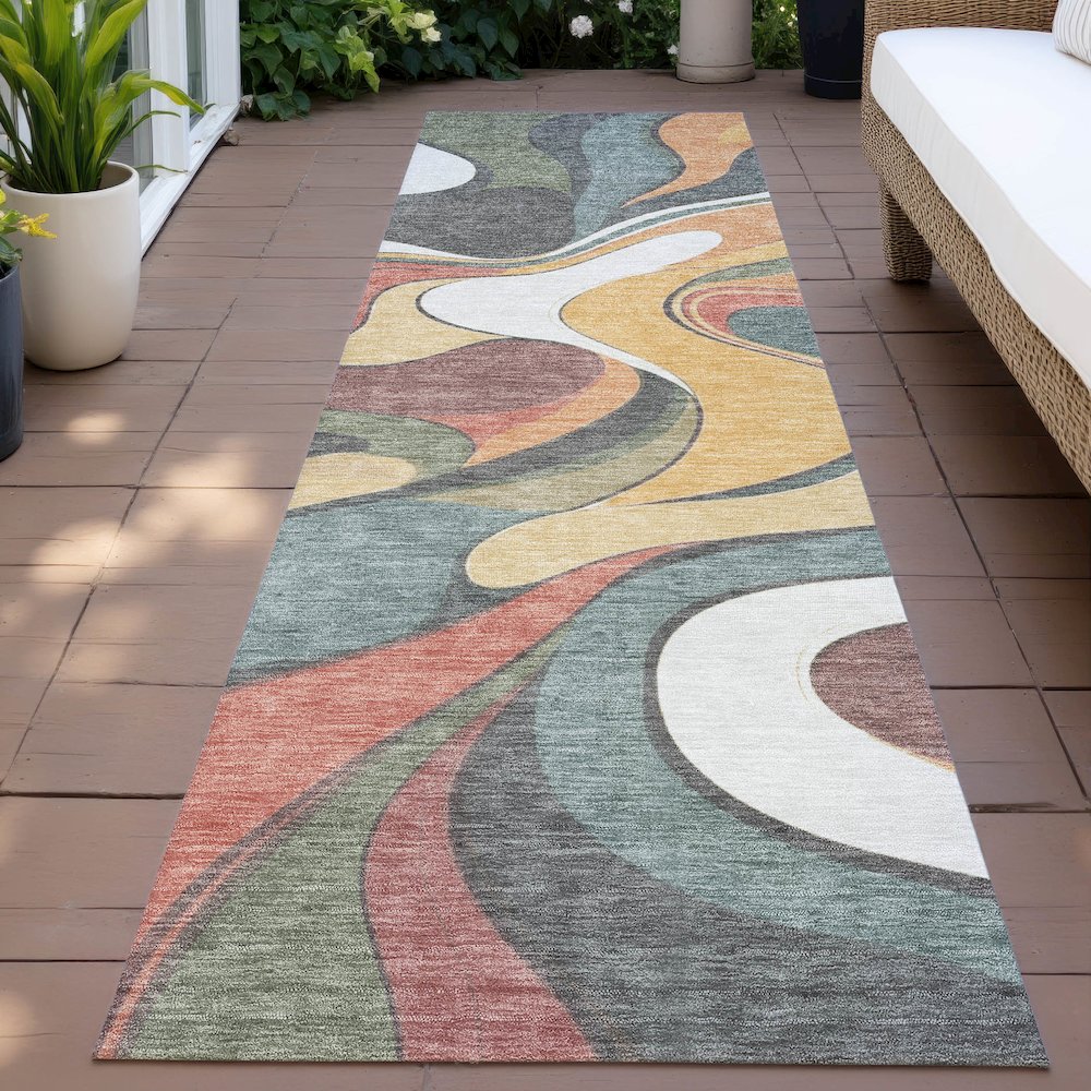 Machine Washable Indoor/Outdoor Chantille ACN2183 Gold 2'3" x 7'6" Runner Rug