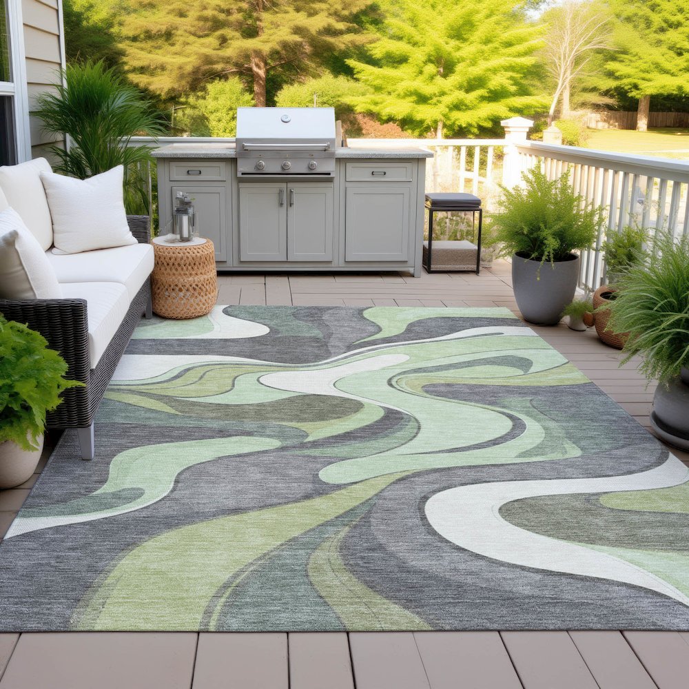 Machine Washable Indoor/Outdoor Chantille ACN2183 Green 2'6" x 3'10" Rug