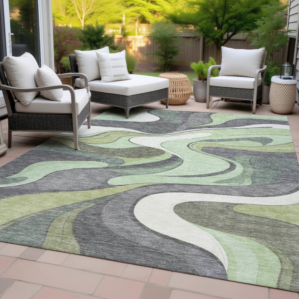 Machine Washable Indoor/Outdoor Chantille ACN2183 Green 2'6" x 3'10" Rug
