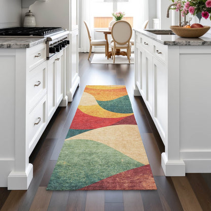 Machine Washable Indoor/Outdoor Chantille ACN2184 Orange 2'3" x 7'6" Runner Rug