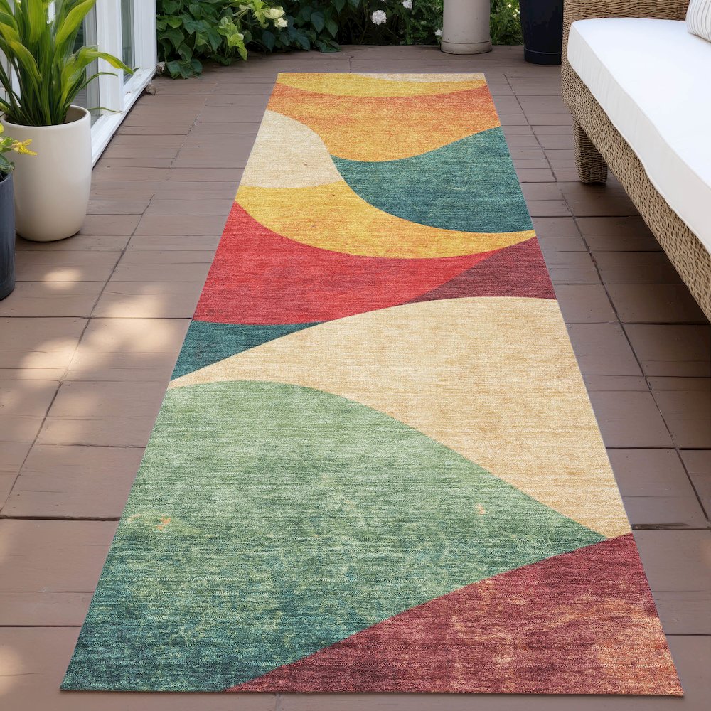 Machine Washable Indoor/Outdoor Chantille ACN2184 Orange 2'3" x 7'6" Runner Rug