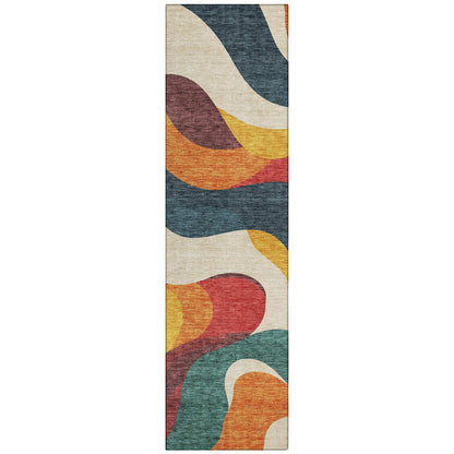 Machine Washable Indoor/Outdoor Chantille ACN2186 Orange 2'3" x 7'6" Runner Rug