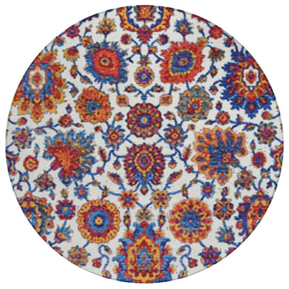Machine Washable Indoor/Outdoor Chantille ACN2187 Red 8' x 8' Round Rug