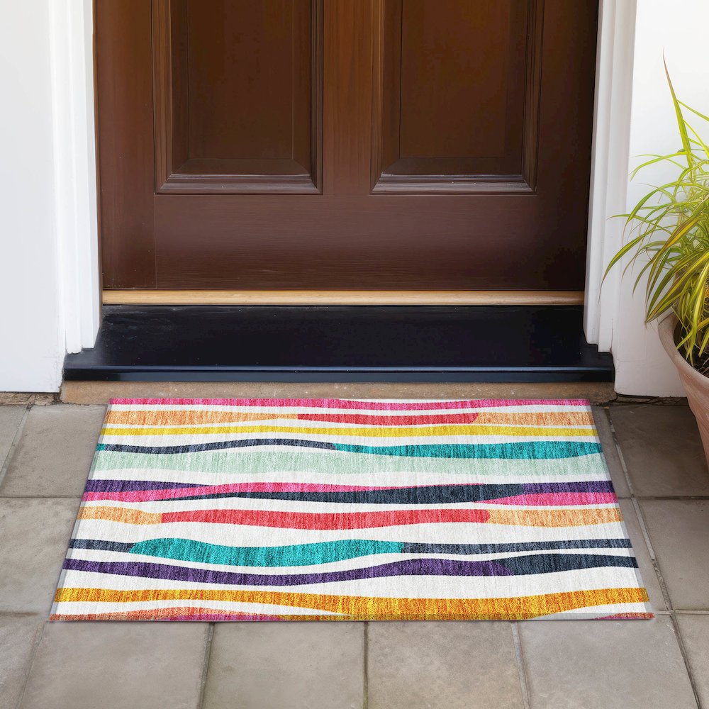 Machine Washable Indoor/Outdoor Chantille ACN2188 Ivory 1'8" x 2'6" Rug