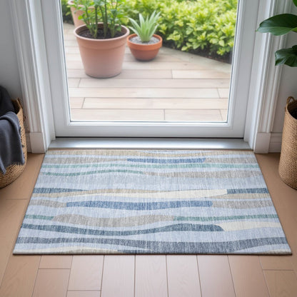 Machine Washable Indoor/Outdoor Chantille ACN2188 Sky 1'8" x 2'6" Rug