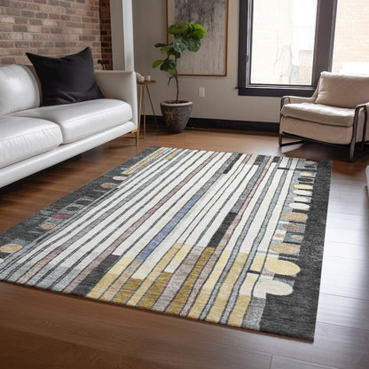 Machine Washable Indoor/Outdoor Chantille ACN2189 Black 2'6" x 3'10" Rug