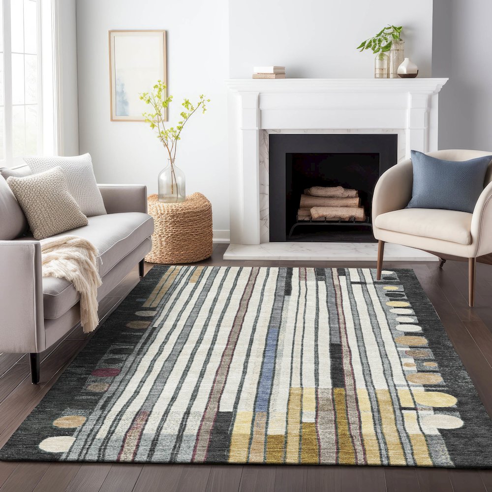 Machine Washable Indoor/Outdoor Chantille ACN2189 Black 2'6" x 3'10" Rug
