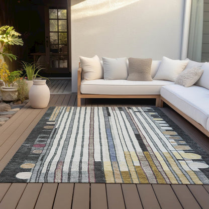 Machine Washable Indoor/Outdoor Chantille ACN2189 Black 2'6" x 3'10" Rug