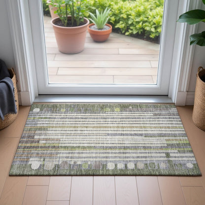 Machine Washable Indoor/Outdoor Chantille ACN2189 Olive 1'8" x 2'6" Rug