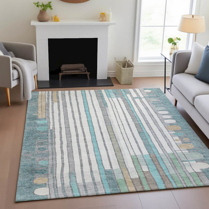 Machine Washable Indoor/Outdoor Chantille ACN2189 Teal 2'6" x 3'10" Rug
