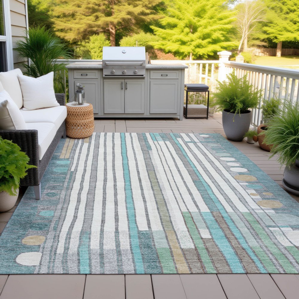 Machine Washable Indoor/Outdoor Chantille ACN2189 Teal 2'6" x 3'10" Rug