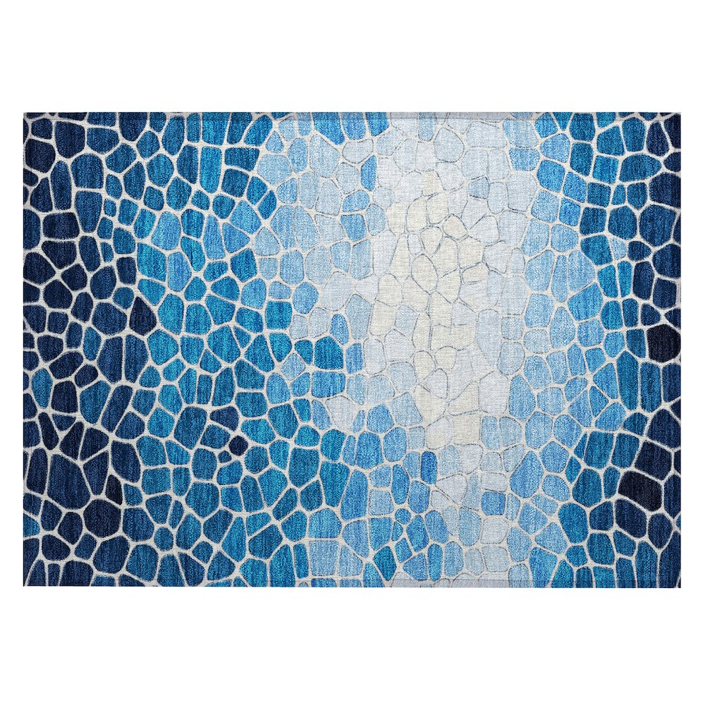 Machine Washable Indoor/Outdoor Chantille ACN2190 Blue 1'8" x 2'6" Rug