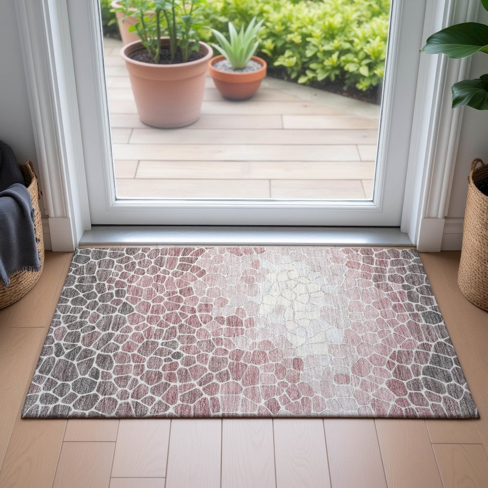 Machine Washable Indoor/Outdoor Chantille ACN2190 Blush 1'8" x 2'6" Rug